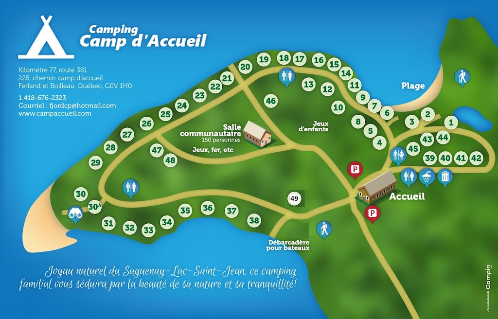 Camping Camp DAccueil | 225 Chem. du Camp dAccueil, Ferland-et-Boilleau, QC G0V 1H0, Canada | Phone: (581) 447-4511