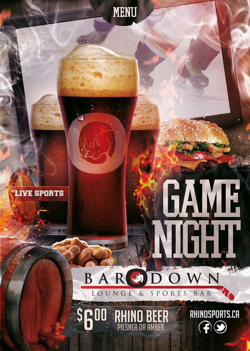 Bar Down Lounge & Sports Bar | Rhino Sports and Playland, 199 Bell Blvd, Belleville, ON K8P 5K6, Canada | Phone: (613) 969-6564