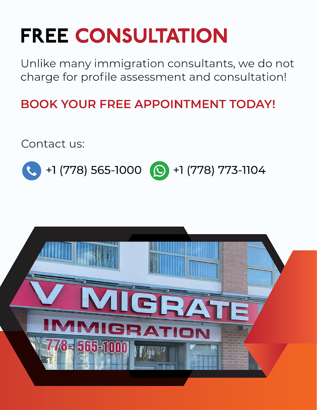 V Migrate Immigration | 8556 120 St #108, Surrey, BC V3W 3N5, Canada | Phone: (778) 565-1000