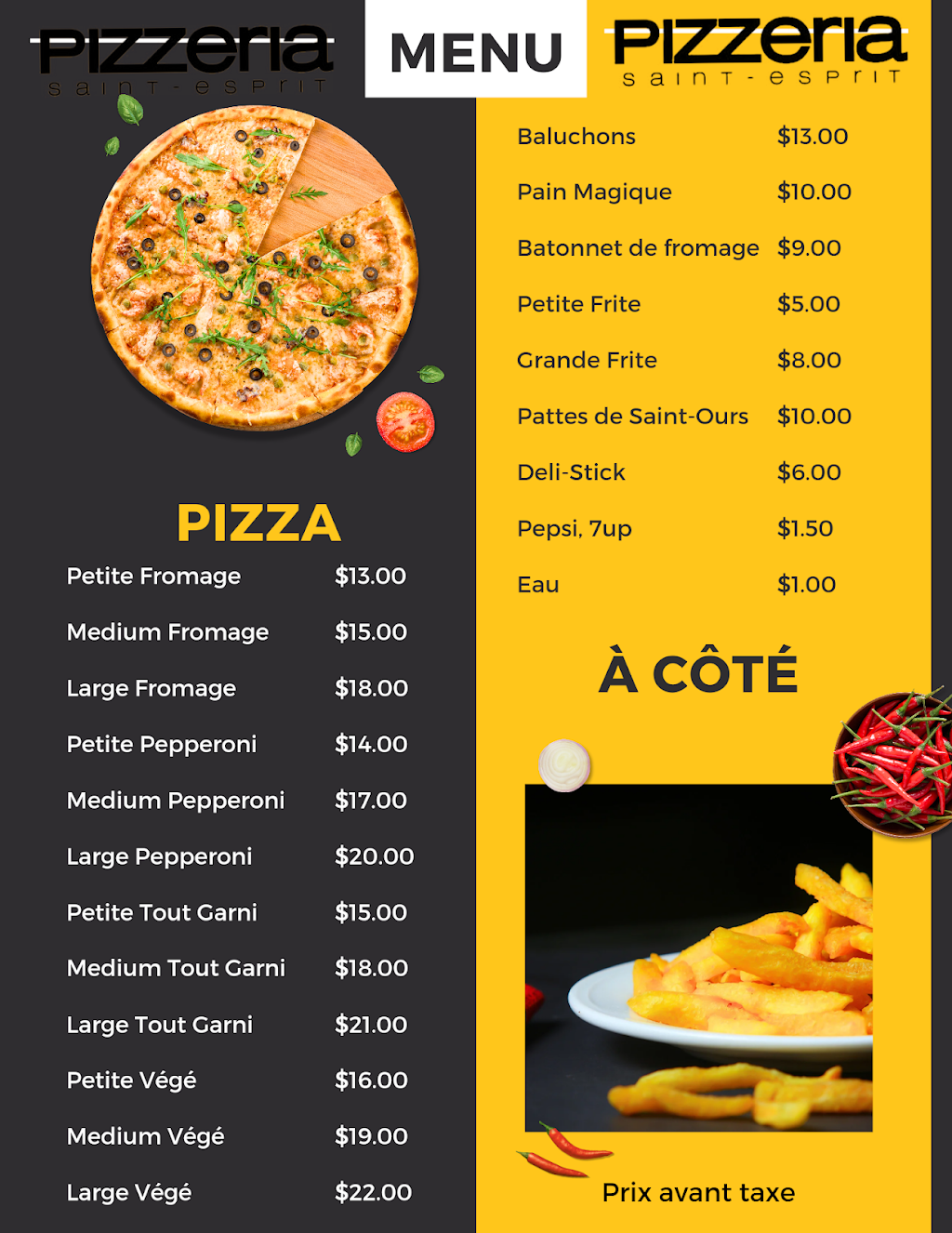 Pizzeria Saint-Esprit | 60 Rue Montcalm, Saint-Esprit, QC J0K 2L0, Canada | Phone: (450) 839-7071