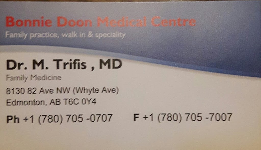 Bonnie Doon Medical Centre | 8130 82 Ave NW, Edmonton, AB T6C 0Y4, Canada | Phone: (780) 705-0707