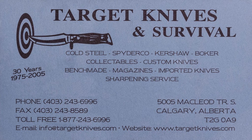 Target Knives | 5005 Macleod Trail SW, Calgary, AB T2G 0A9, Canada | Phone: (403) 243-6996