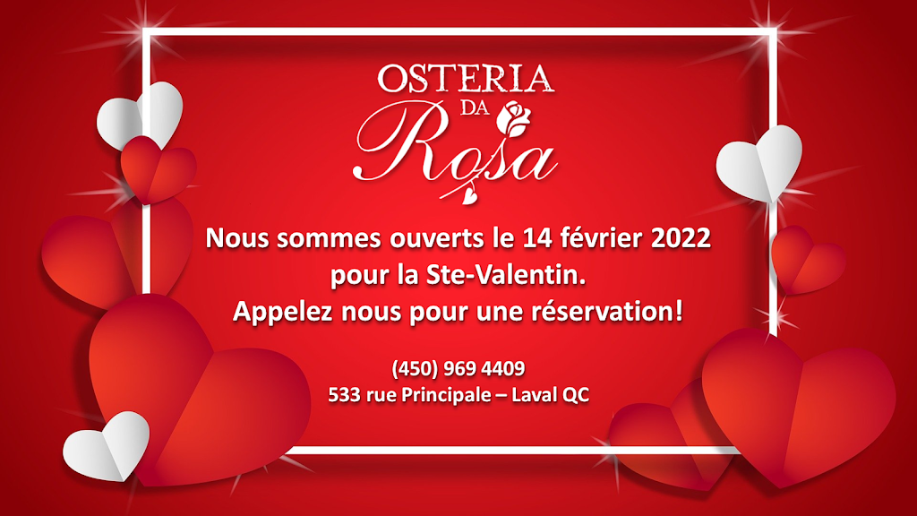 Osteria da Rosa | 533 Rue Principale, Laval, QC H7X 1C7, Canada | Phone: (450) 969-4409