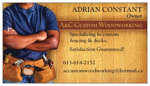 A&C Custom Woodworking | 2518 Dunning Rd, Sarsfield, ON K0A 3E0, Canada | Phone: (613) 614-2152