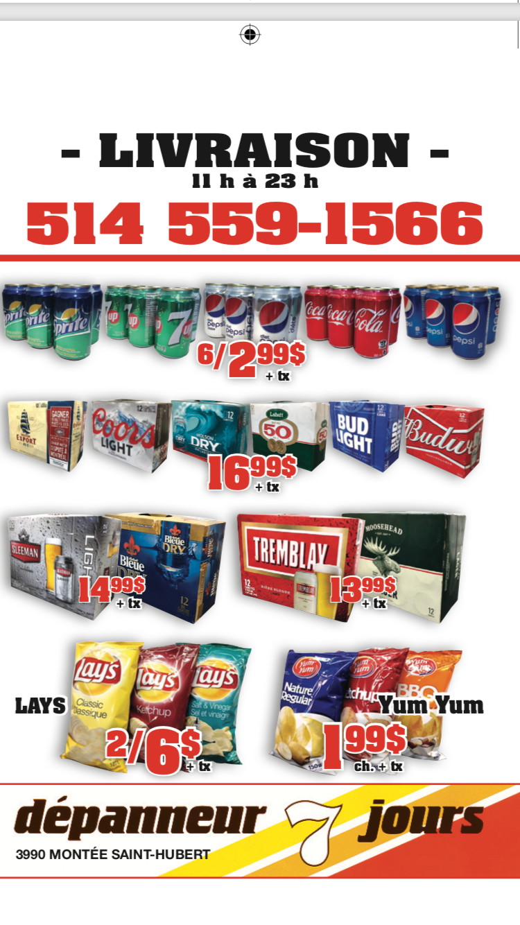 Dépanneur livraison | 3990 Montée Saint-Hubert, Saint-Hubert, QC J3Y 4K3, Canada | Phone: (514) 559-1566