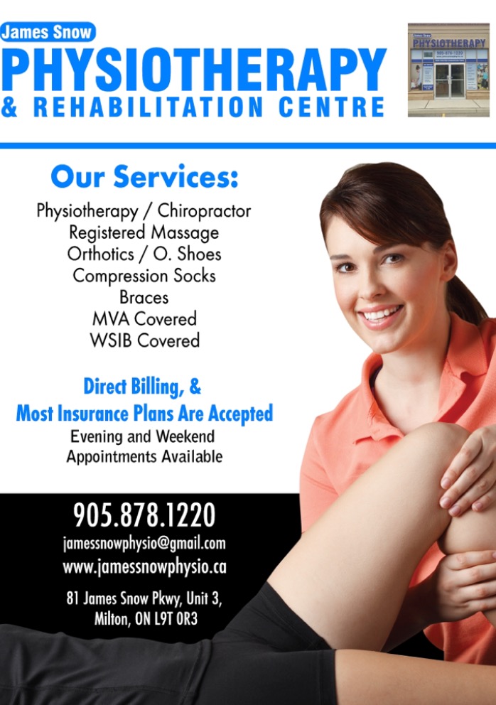 James Snow Physiotherapy & Rehabilitation Centre | 81 James Snow Parkway South Unit #3, Milton, ON L9E 0H3, Canada | Phone: (905) 878-1220