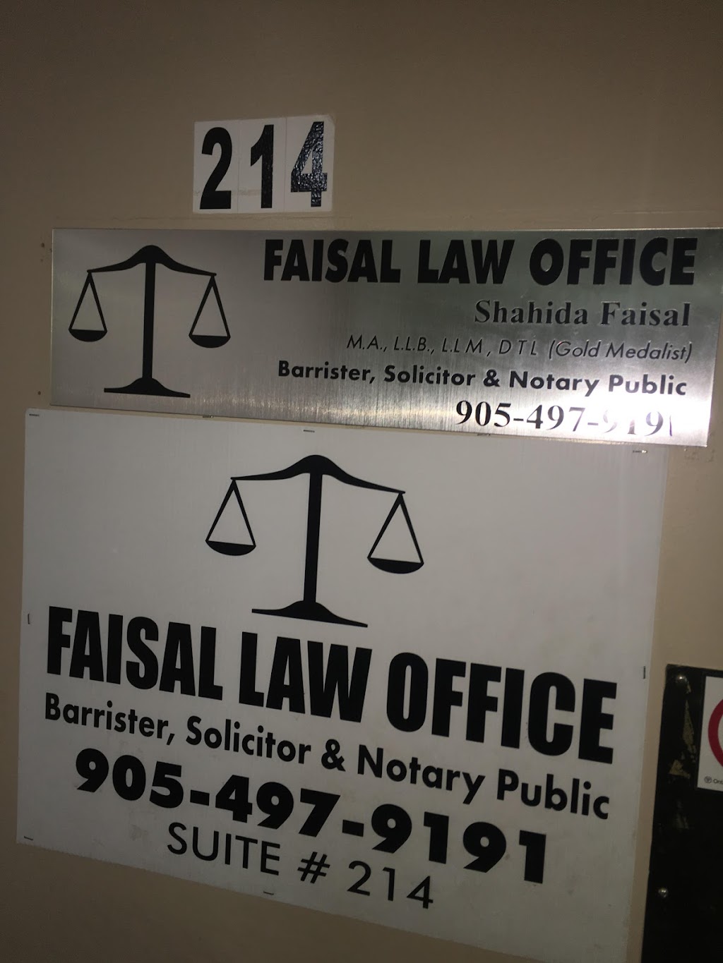 Faisal Law Office | 338 Queen St E Suite 214, Brampton, ON L6V 1C4, Canada | Phone: (905) 497-9191