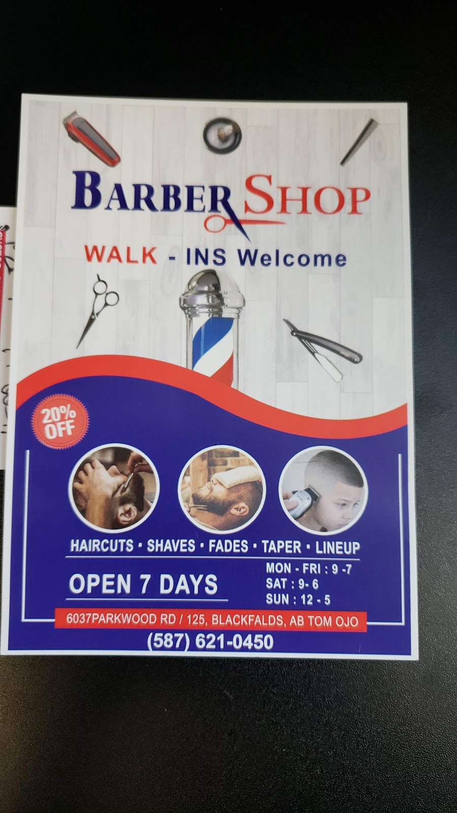 Barbershop | 6037 Parkwood Rd, Blackfalds, AB T0M 0J0, Canada | Phone: (587) 621-0450