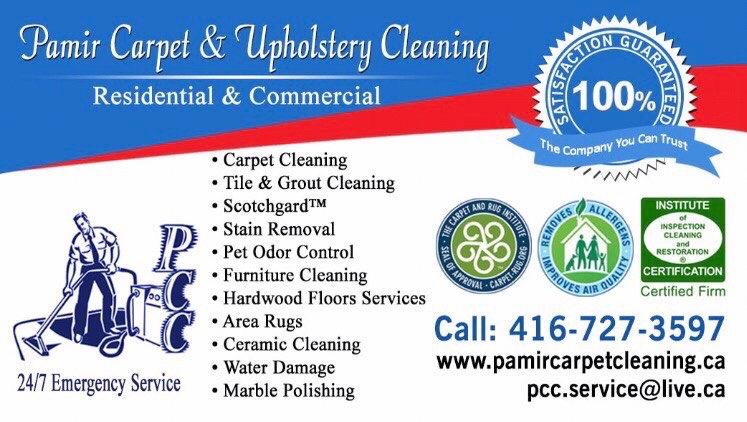 Pamir Carpet Cleaning | 83 Crosland Dr, Scarborough, ON M1R 4N4, Canada | Phone: (416) 727-3597