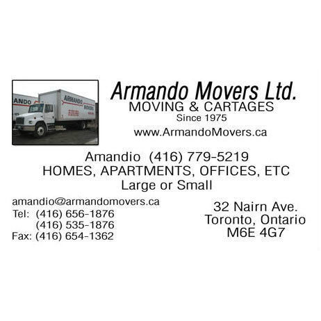 Armando Movers Ltd | 32 Nairn Ave, Toronto, ON M6E 4G7, Canada | Phone: (416) 656-1876