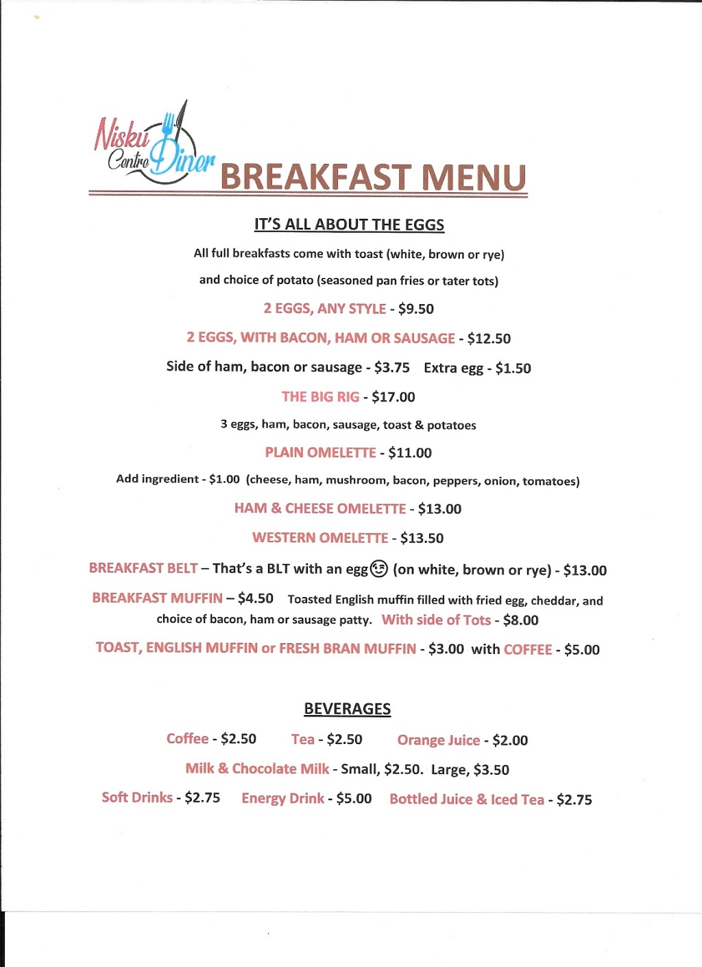 Nisku Centre Diner | 1501 8 St #1, Nisku, AB T9E 7S7, Canada | Phone: (780) 955-3000