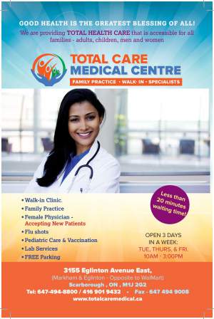 Total Care Medical Centre | 3155 Eglinton Ave E, Scarborough, ON M1J 2G2, Canada | Phone: (647) 494-8800