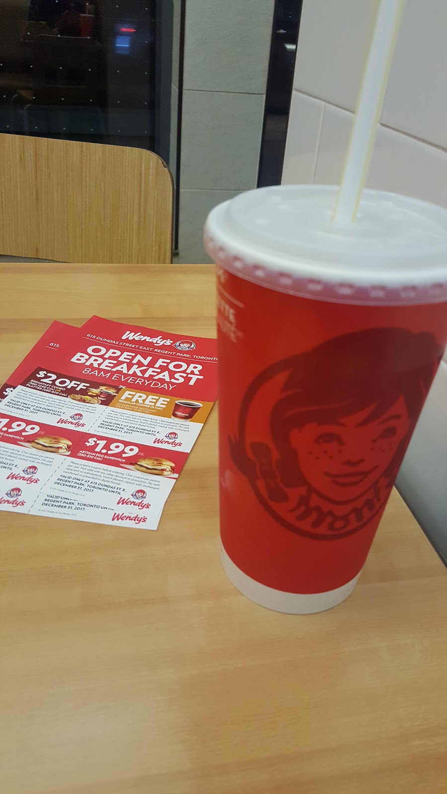 Wendys | 615 Dundas St E, Toronto, ON M5A 0C7, Canada | Phone: (416) 366-5626