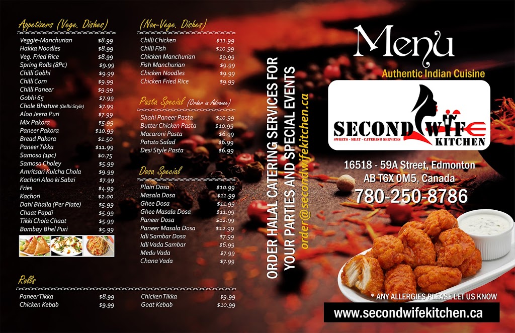 Second Wife Kitchen (Indian Veg & Non-Vegetarian Restaurant in E | 16518 59a St NW, Edmonton, AB T6X 0M5, Canada | Phone: (780) 250-8786