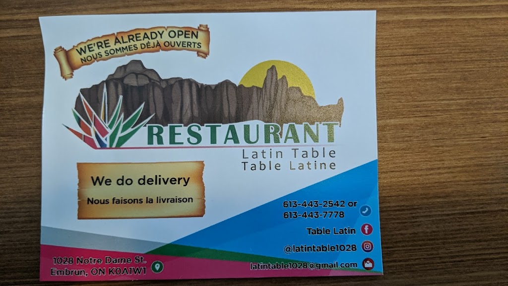 Latin Table | 1028 Notre Dame St, Embrun, ON K0A 1W0, Canada | Phone: (613) 443-2542