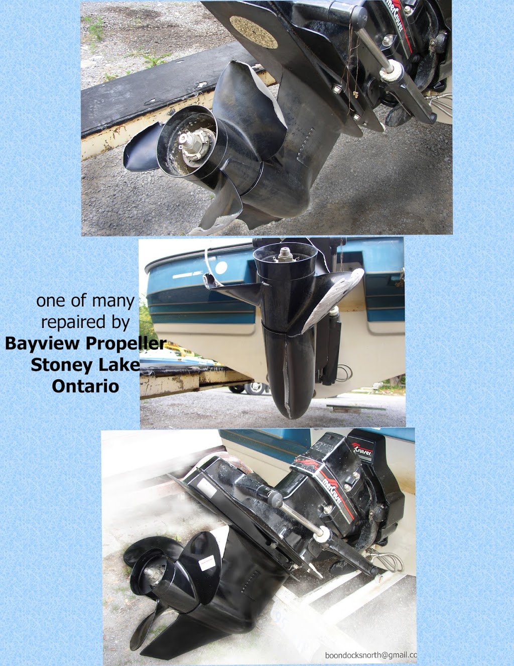 Bayview Propeller Repair | 832 Northeys Bay Road, County Rd. 56, Woodview, ON K0L 3E0, Canada | Phone: (705) 654-4409