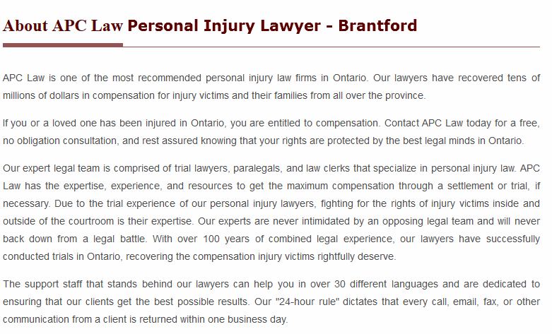 APC Personal Injury Lawyer | 7 Charlotte St, Brantford, ON N3T 5W7, Canada | Phone: (800) 317-6205