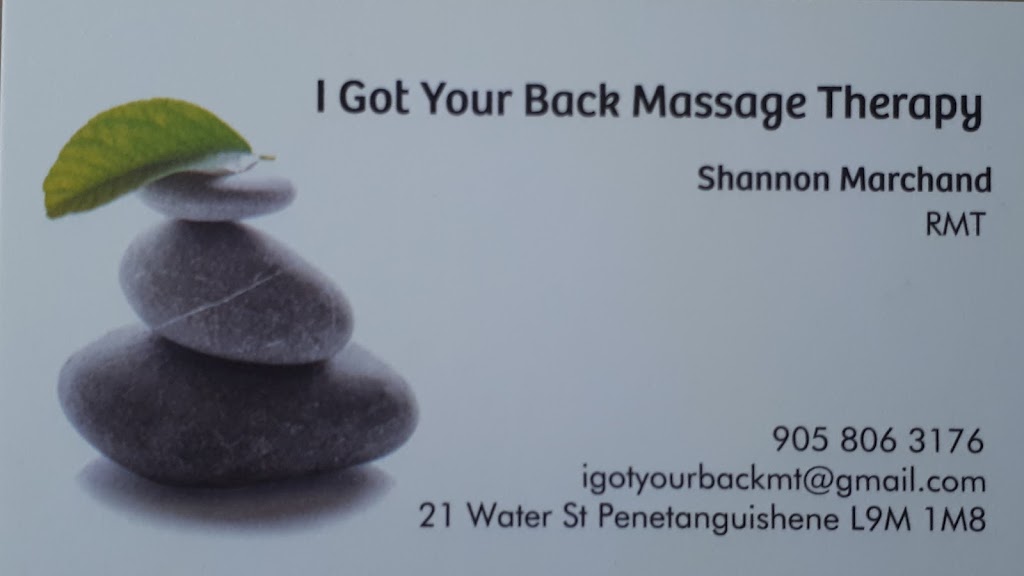 I Got Your Back Massage Therapy | 21 Water St, Penetanguishene, ON L9M 1M8, Canada | Phone: (905) 806-3176