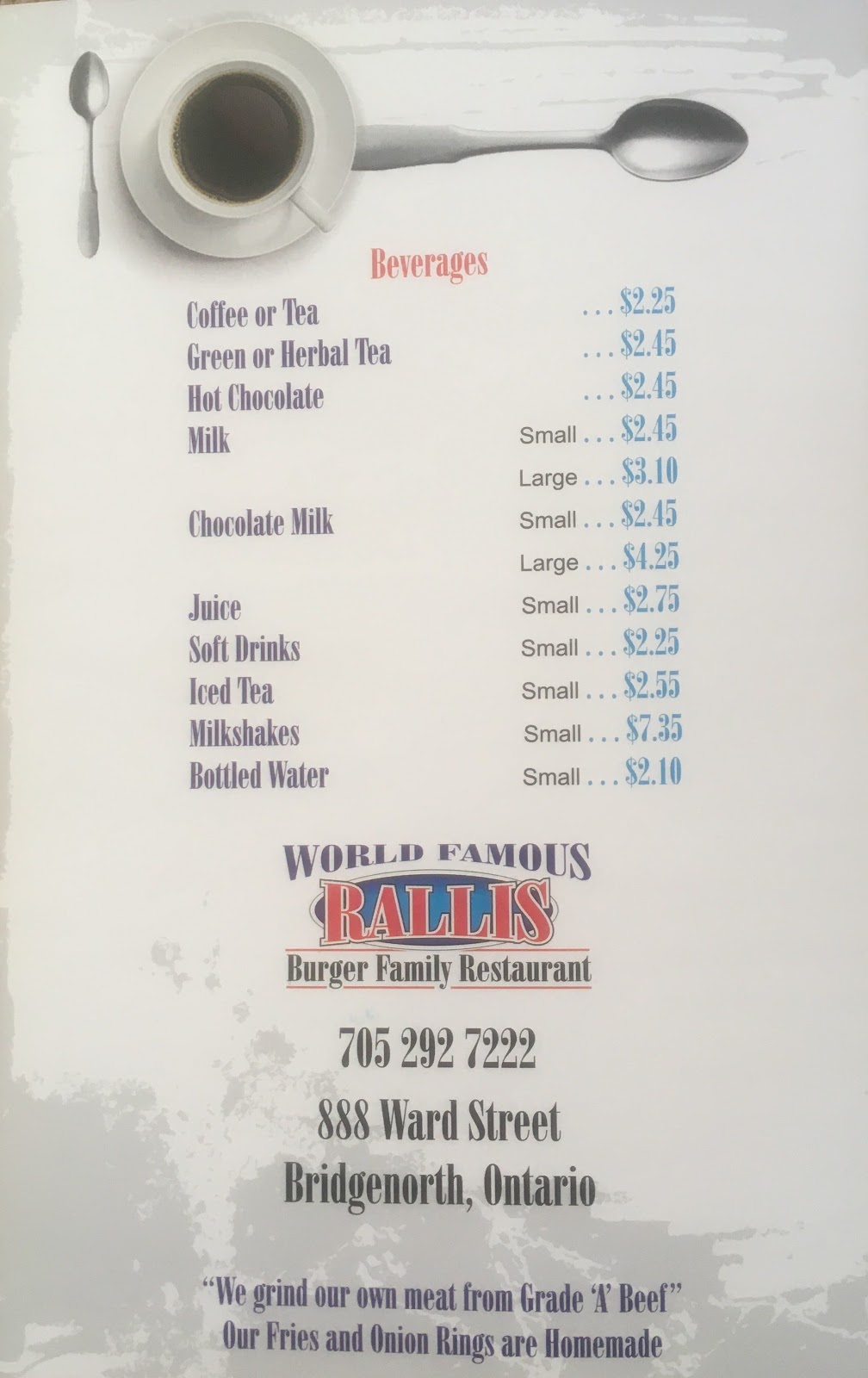 Rallis Burger Family Restaurant | 888 Ward St, Bridgenorth, ON K0L 1H0, Canada | Phone: (705) 292-7222