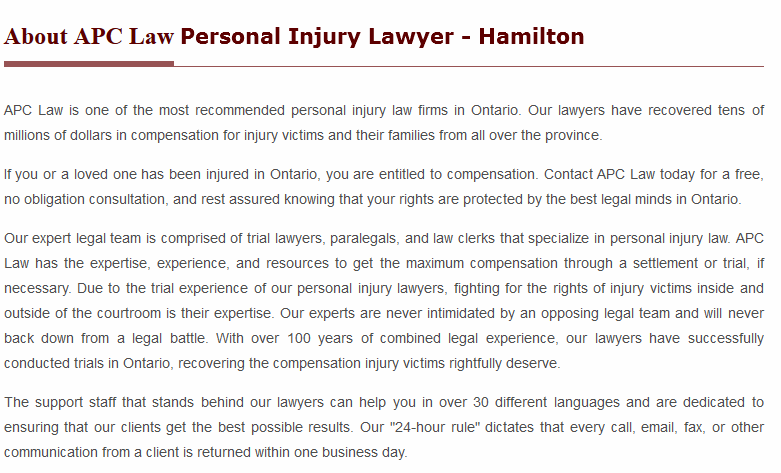 APC Personal Injury Lawyer | 413 Whitney Ave Unit A, Hamilton, ON L8S 2H6, Canada | Phone: (800) 931-7036