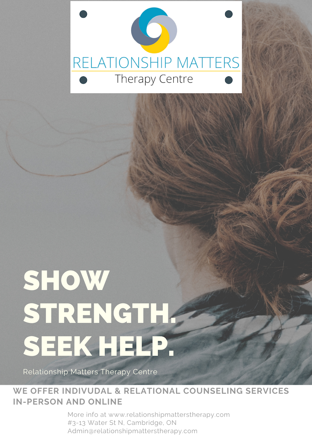 Relationship Matters Therapy Centre | 150 Water St S Suite 204, Cambridge, ON N1R 3E2, Canada | Phone: (226) 894-4112