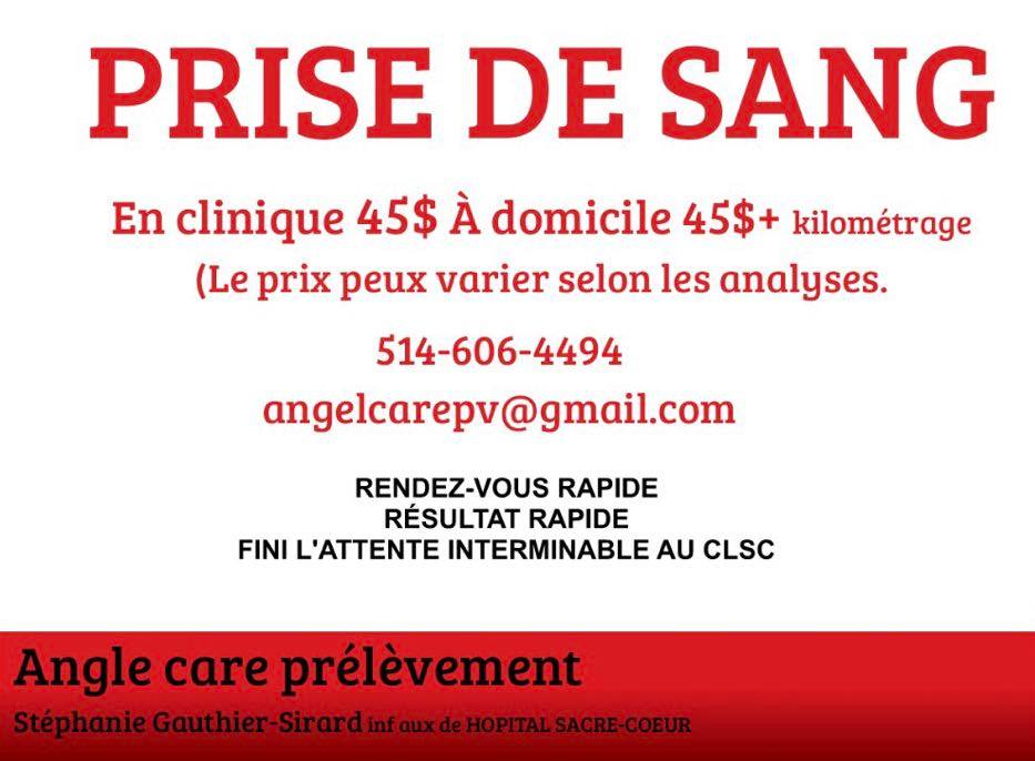 Prélèvement Angel care | 3662 Boul Henri-Bourassa E, Montréal-Nord, QC H1H 1J6, Canada | Phone: (514) 606-4494