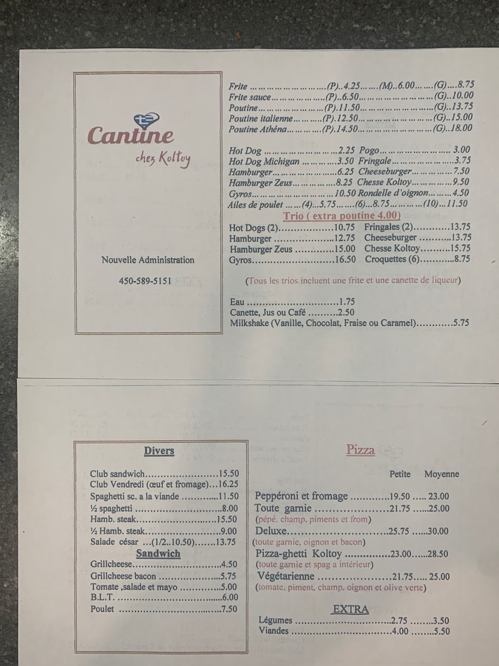 Cantine chez Koltoy | 1642 Rue Notre-Dame, Saint-Sulpice, QC J5W 3V5, Canada | Phone: (450) 881-2058