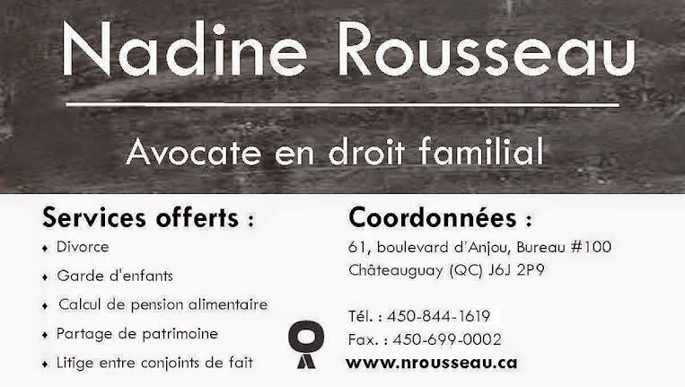 Nadine Rousseau, Avocate et médiatrice familiale | 61 Bd DAnjou, Châteauguay, QC J6J 2P9, Canada | Phone: (450) 844-1619