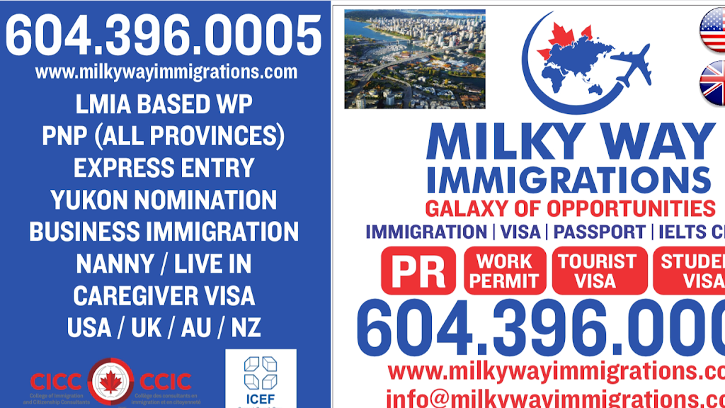 Milkyway Immigration Inc. | 209-9547 152 St, Surrey, BC V3R 5Y5, Canada | Phone: (604) 396-0005