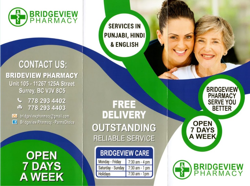 Bridgeview Pharmacy | 11267 125a St #105, Surrey, BC V3V 8C5, Canada | Phone: (778) 293-4402