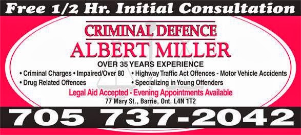 Albert Miller, Barrister and Solicitor | 77 Mary St, Barrie, ON L4N 1T2, Canada | Phone: (705) 737-2042