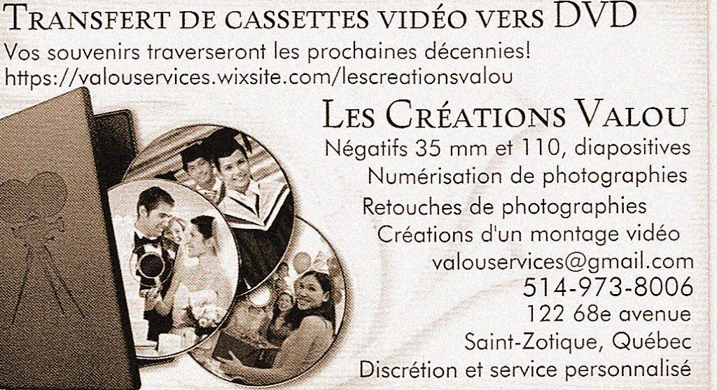 Les Créations Valou | 122 68e Av, Saint-Zotique, QC J0P 1Z0, Canada | Phone: (514) 973-8006
