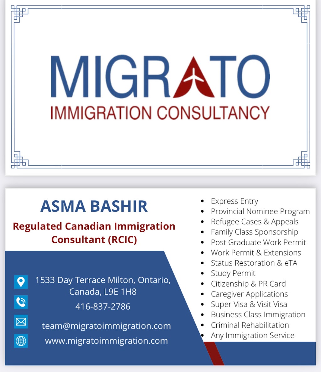 Migrato Immigration Consultancy Inc | 1533 Day Ter, Milton, ON L9E 1H8, Canada | Phone: (416) 837-2786