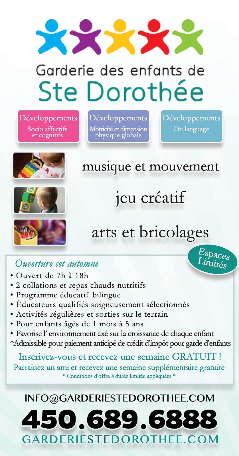 Garderie des enfants de Ste Dorothee | 559 Chem. du Bord-de-lEau, Laval, QC H7X 1T7, Canada | Phone: (514) 833-1567