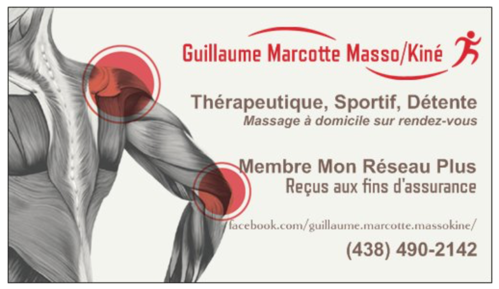 Guillaume Marcotte masso/kiné | 1044 des Iris, Sainte-Julie, QC J3E 1V8, Canada | Phone: (438) 490-2142