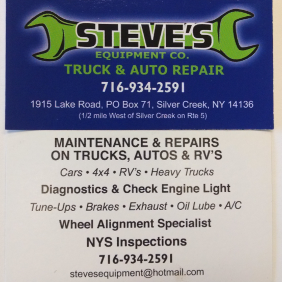 Steves Equipment Co | 1915 Lake Rd, Silver Creek, NY 14136, USA | Phone: (716) 934-2591