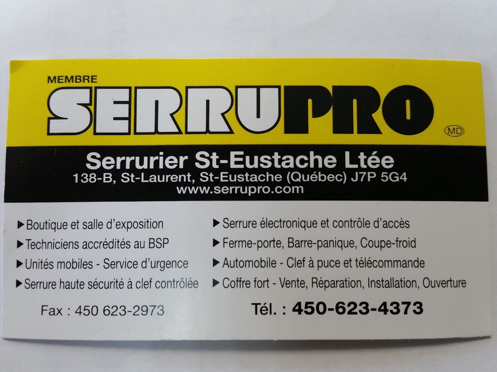 Serrurier St-Eustache Ltée | 138b Rue Saint-Laurent, Saint-Eustache, QC J7P 5G4, Canada | Phone: (450) 623-4373