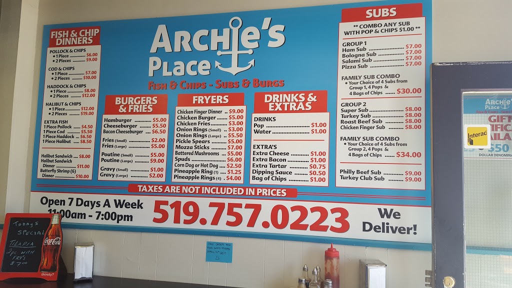 Archies Fish and Chips | 216 Erie Ave, Brantford, ON N3S 2G9, Canada | Phone: (519) 757-0223