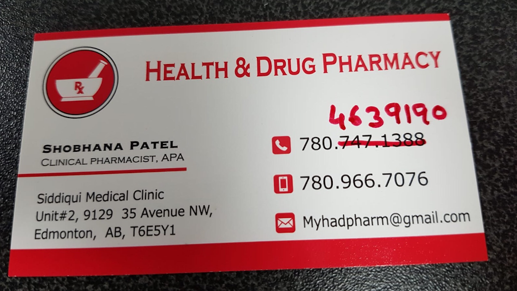 Health and Drug Pharmacy | 9129 35 Avenue NW Lakewood Pharmacy 1520 Lakewood Rd W NW Edmonton Ab T6K3J4, Edmonton, AB T6E 5Y1, Canada | Phone: (780) 244-2019