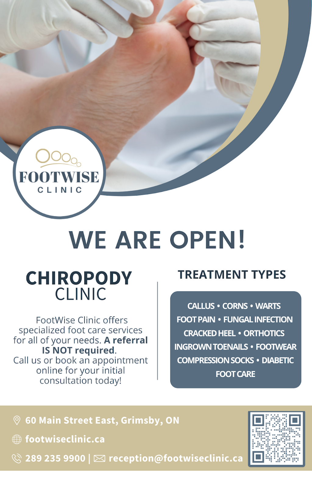 FootWise Clinic | 60 Main St E, Grimsby, ON L3M 1N1, Canada | Phone: (289) 235-9900