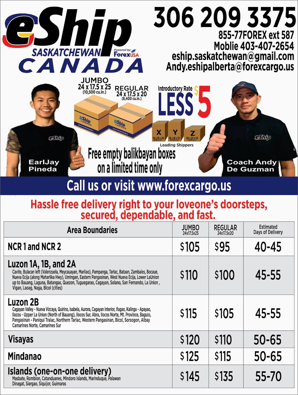 Eship Cargo Saskatchewan | 1626 Clark Ave #102, Weyburn, SK S4H 3G3, Canada | Phone: (306) 209-3375