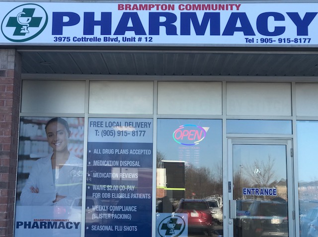 Brampton Community Pharmacy | 3975 Cottrelle Blvd Unit #12, Brampton, ON L6P 2P9, Canada | Phone: (905) 915-8177