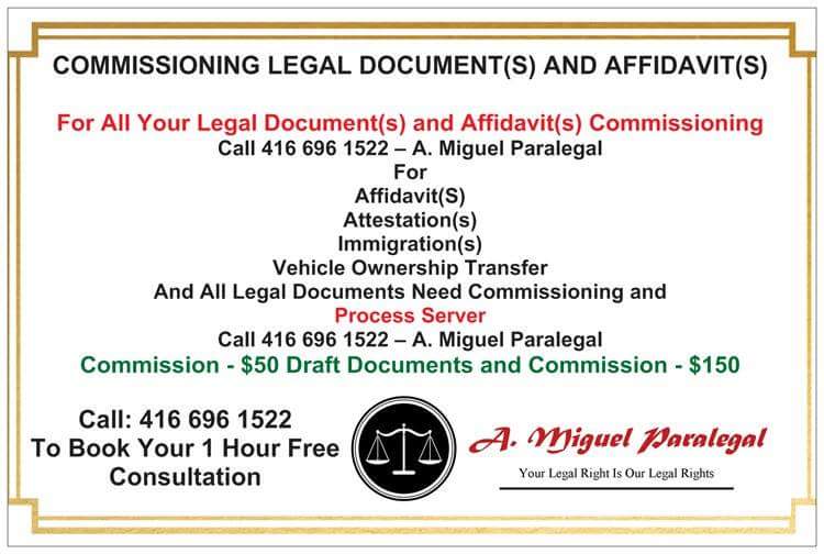 A. Miguel Paralegal | 37 Racine Rd Unit 1 - Suite 106, Etobicoke, ON M9W 2Z4, Canada | Phone: (416) 696-1522