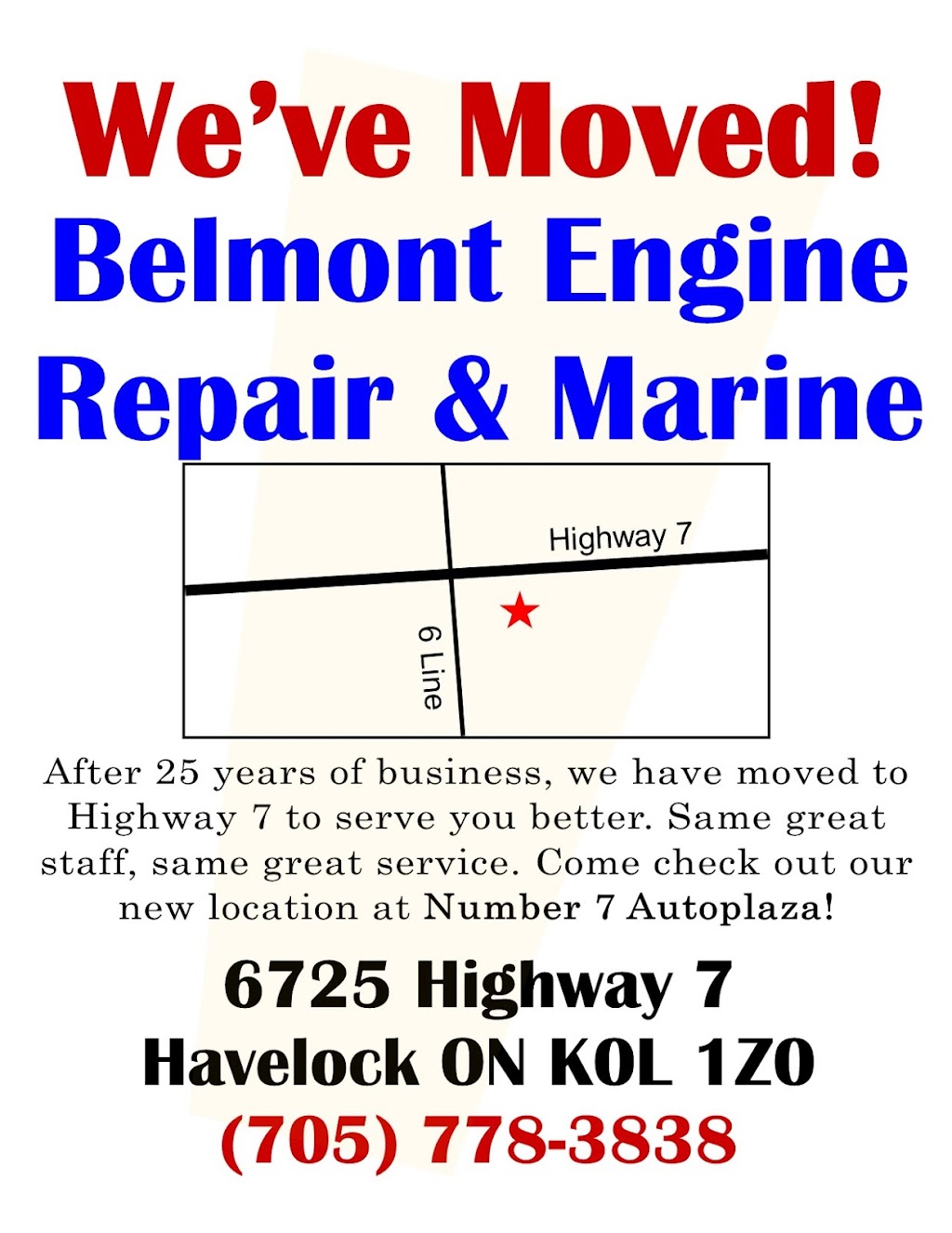 Belmont Engine Repair & Marine | 6725 Highway 7 East, Havelock, ON K0L 1Z0, Canada | Phone: (705) 778-3838