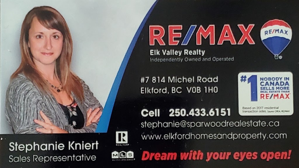 Stephanie Kniert RE/MAX Elk Valley Realty | 814 Michel Rd #7, Elkford, BC V0B 1H0, Canada | Phone: (250) 433-6151