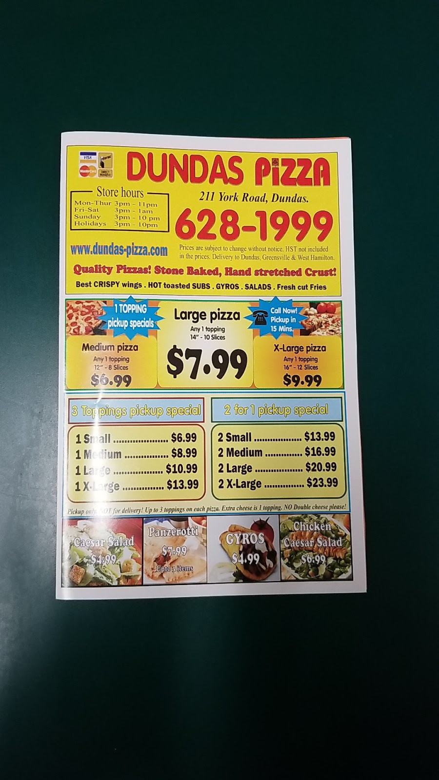 Dundas Pizza & Wings | 211 York Rd, Dundas, ON L9H 1M9, Canada | Phone: (905) 628-1999