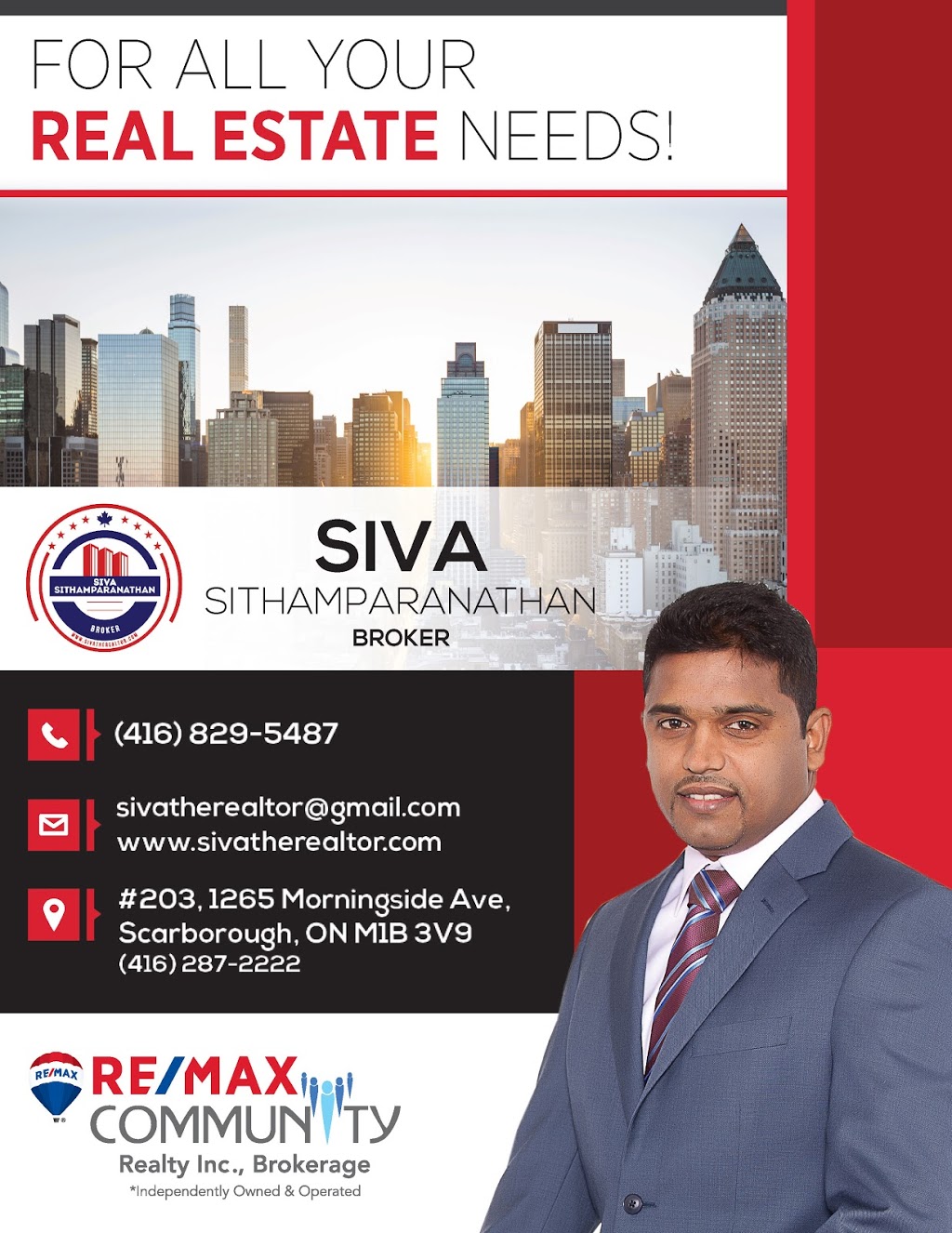 Siva Sithamparanathan. Broker | 1265 Morningside Ave, Scarborough, ON M1B 3V9, Canada | Phone: (416) 829-5487