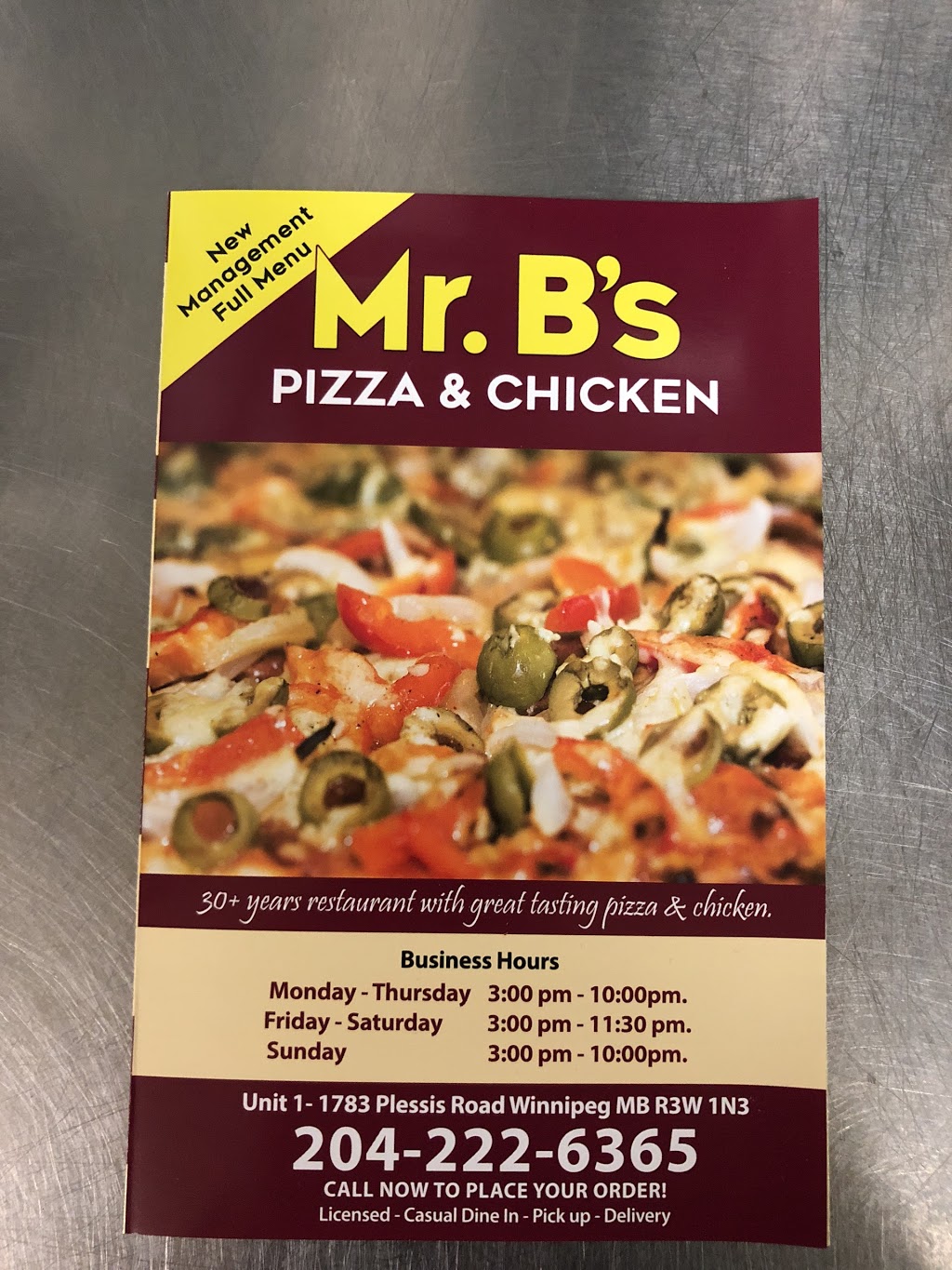 Mr Bs Pizza & Chicken | 1783 Plessis Rd, Winnipeg, MB R3W 1N3, Canada | Phone: (204) 222-6365
