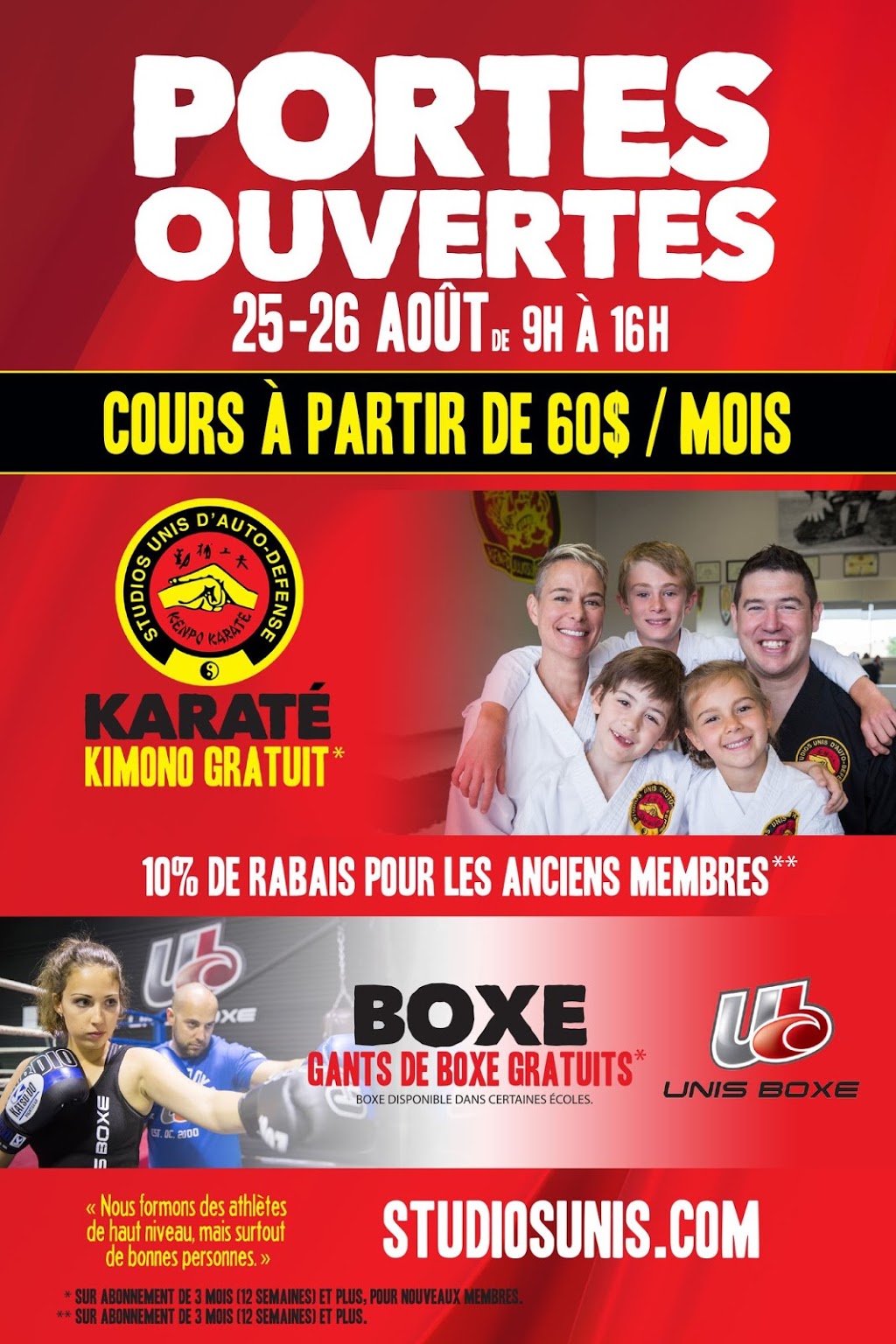 Karate Studio-Unis Laval-Ouest | 4610 Boulevard Arthur-Sauvé, Laval, QC H7R 3X1, Canada | Phone: (450) 314-5115