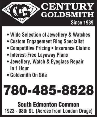 Century Goldsmiths | Across London Drugs, 1923 98 St NW, Edmonton, AB T6N 1L5, Canada | Phone: (780) 485-8828